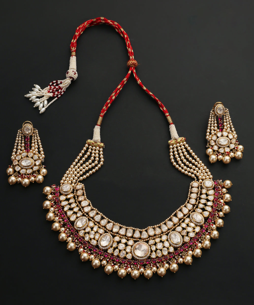 Javeria_Handcrafted_Pure_Silver_Necklace_Set_With_Moissanite_Polki_And_Beads_WeaverStory_02