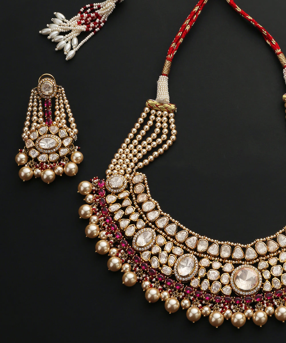 Javeria_Handcrafted_Pure_Silver_Necklace_Set_With_Moissanite_Polki_And_Beads_WeaverStory_03