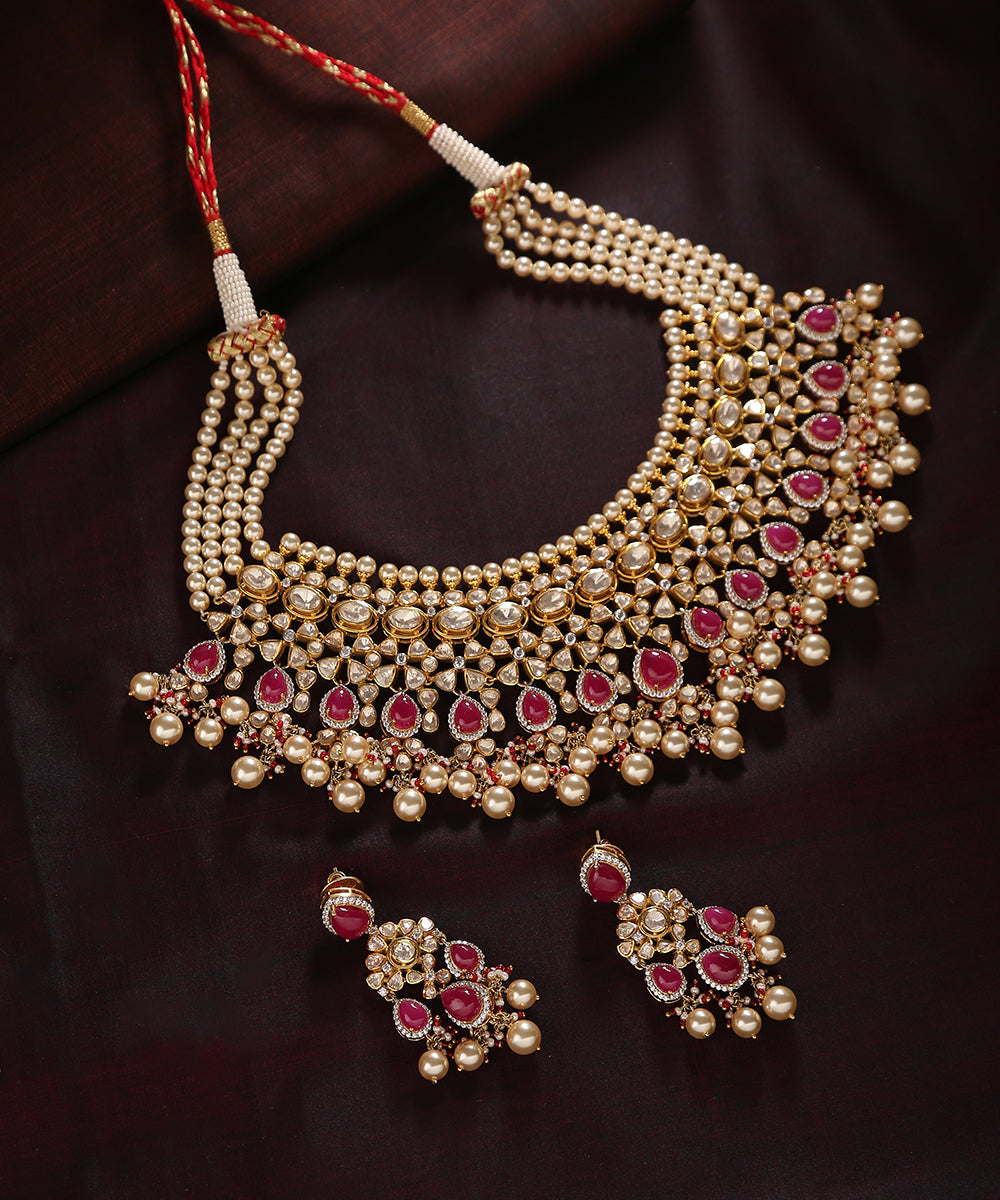 Eisha_Necklace_Set_With_Moissanite_Polki_And_Pearls_Handcrafted_in_Pure_Silver_WeaverStory_01