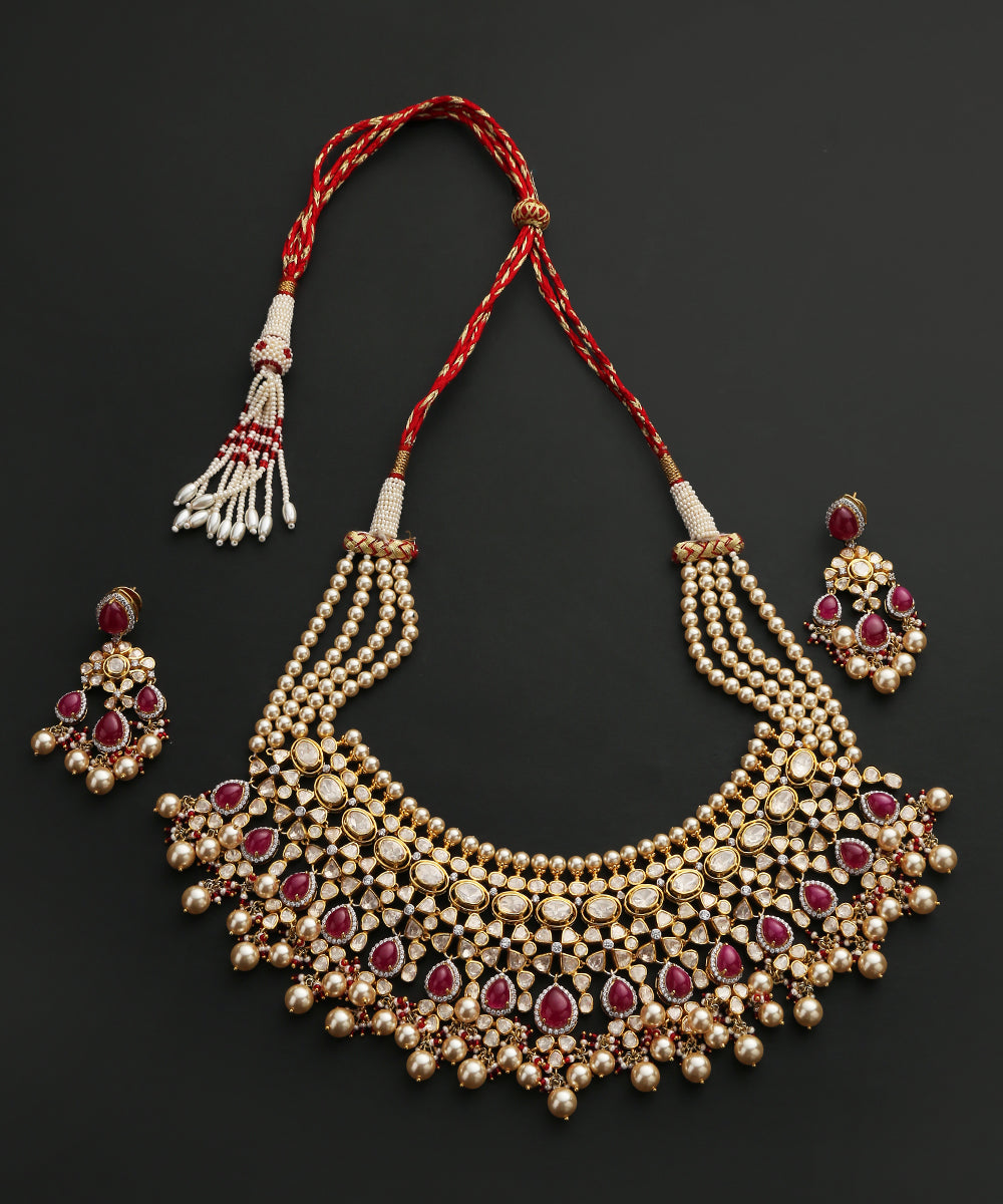 Eisha_Necklace_Set_With_Moissanite_Polki_And_Pearls_Handcrafted_in_Pure_Silver_WeaverStory_02