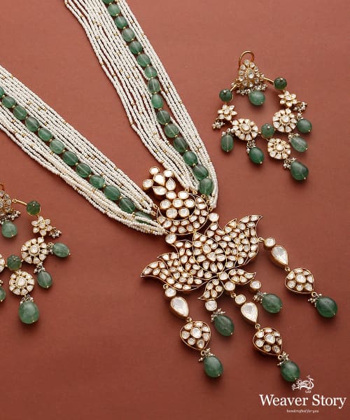 Falguni_Pure_Silver_Necklace_Set_with_Moissanite_Polki_WeaverStory_05