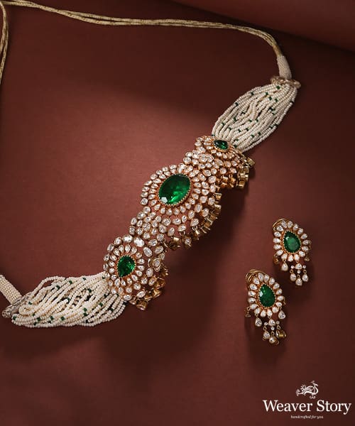Sukanya_Pure_Silver_Choker_Set_with_Moissanite_Polki_WeaverStory_02