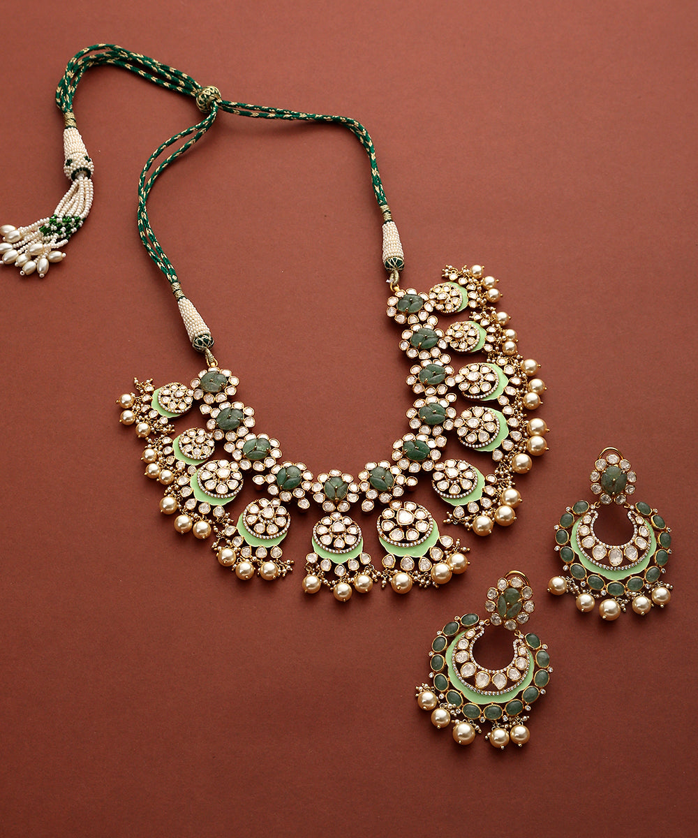 Shailja_Polki_Necklace_Set_with_Pure_Silver_WeaverStory_02