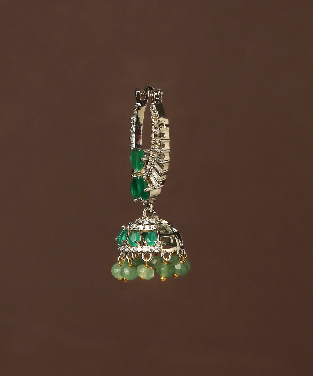 Kashida_Handcrafted_Dangler_Earrings_With_Emeralds_And_Melon_WeaverStory_03