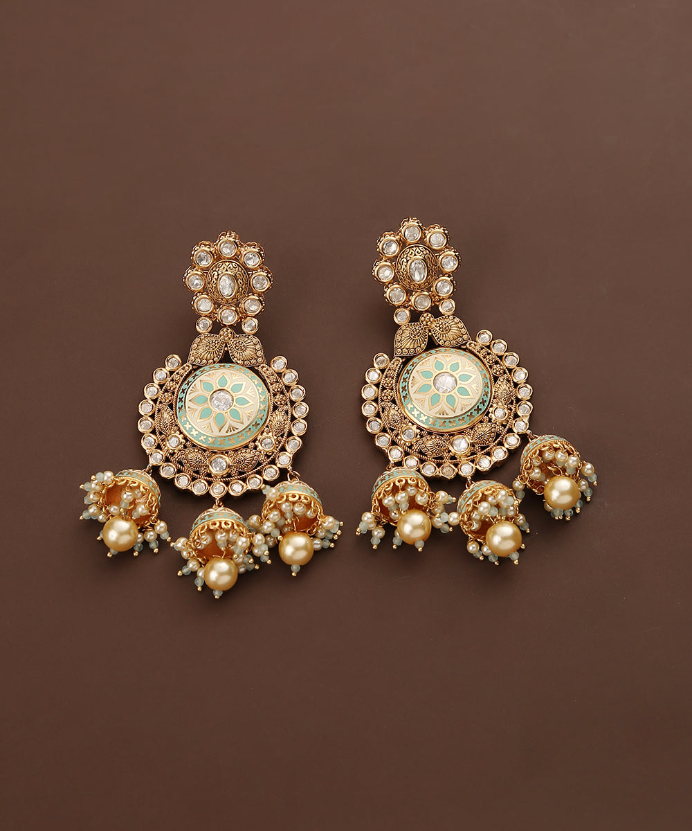 Aabroo_Handcrafted_Earrings_With_Moissanite_Kundan_And_Pearls_WeaverStory_02