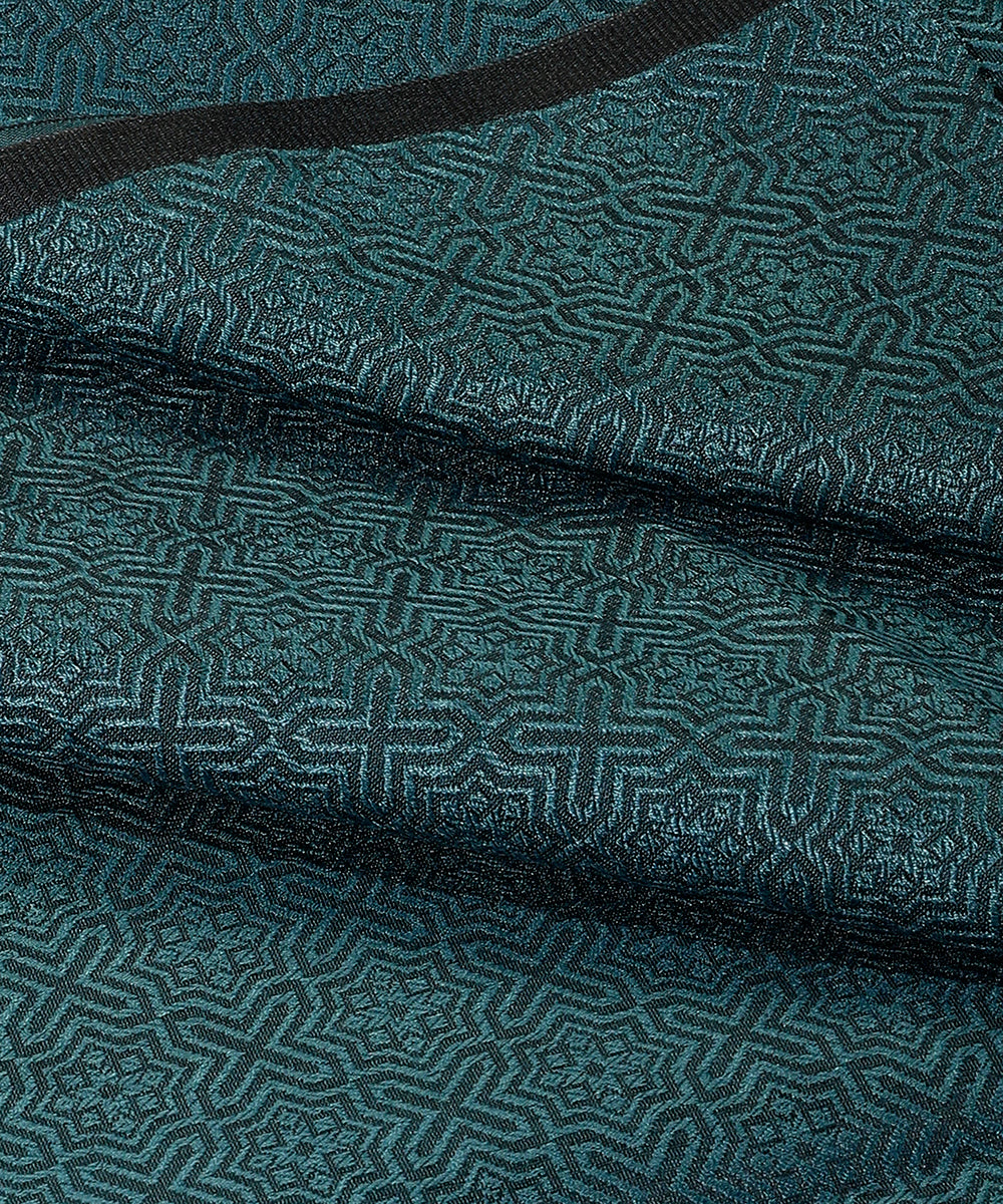 Deep_Sea_Blue_Handloom_Menswear_Satin_Silk_Tanchoi_Kurta_And_Cotton_Silk_Pants_Fabric_WeaverStory_04