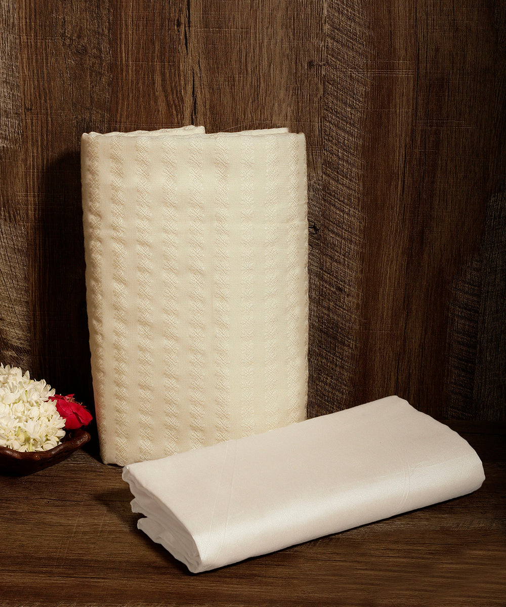 Cream_Handloom_Menswear_Satin_Silk_Kurta_And_Cotton_Silk_Pants_Fabric_WeaverStory_01