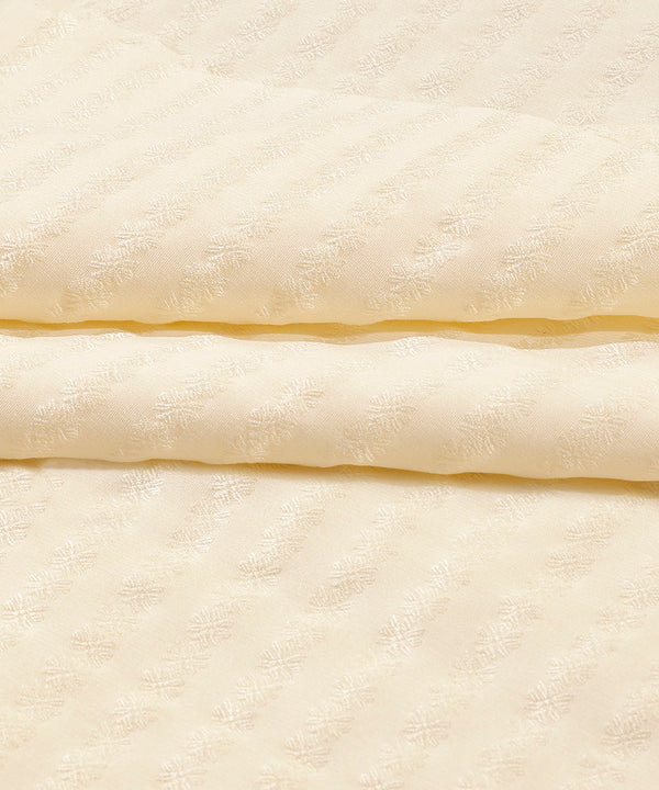 Cream Handloom Cotton Silk Tanchoi Menswear Kurta And Pants Fabric