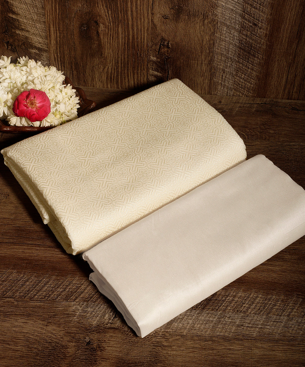 Cream_Handloom_Menswear_Satin_Silk_Tanchoi_Kurta_And_Cotton_Silk_Pants_Fabric_WeaverStory_01