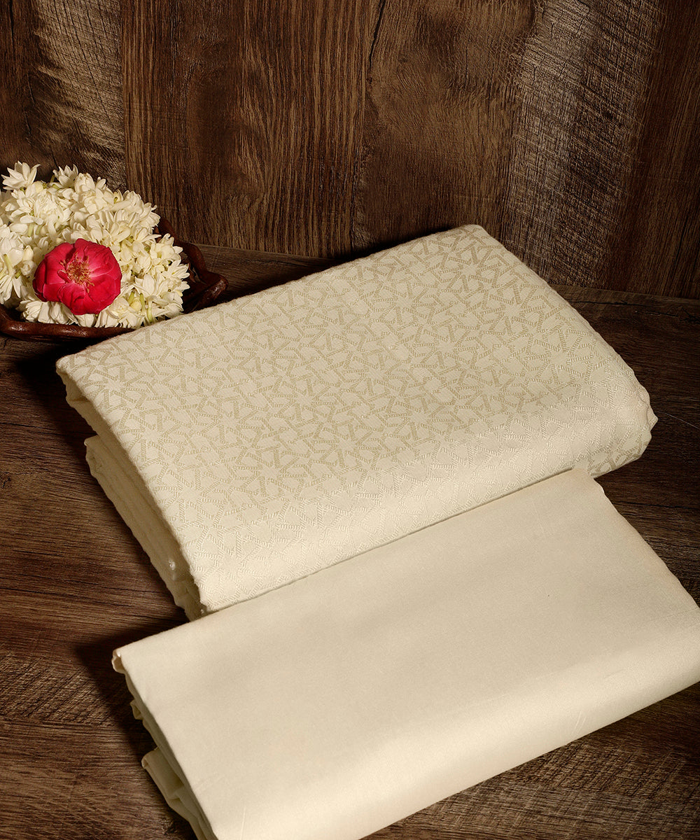 Cream_Handloom_Menswear_Satin_Silk_Kurta_With_Bootis_And_Cotton_Silk_Pants_Fabric_WeaverStory_01
