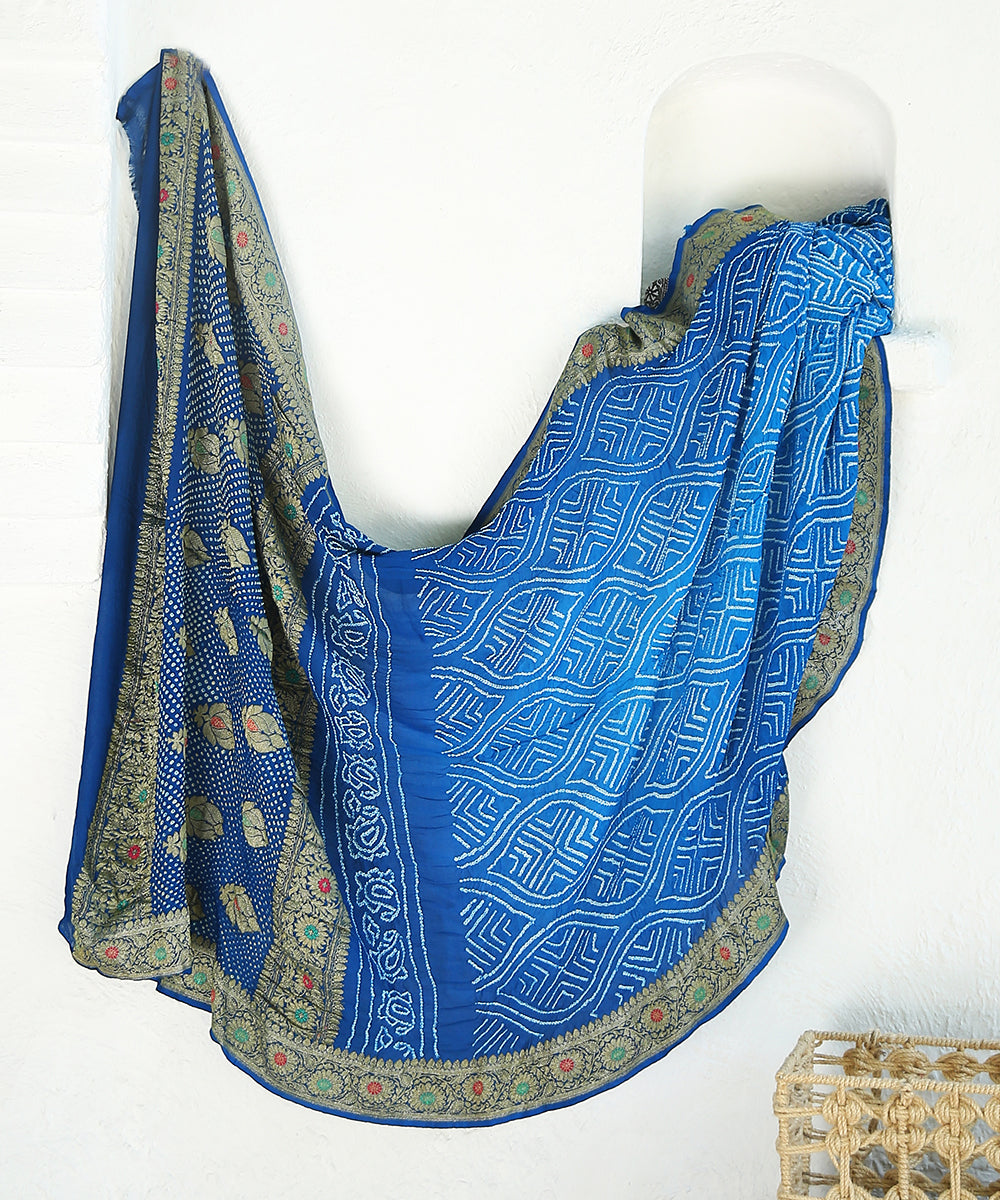 Handloom_Blue_Pure_Georgette_Bandhani_Saree_With_Zari_WeaverStory_01
