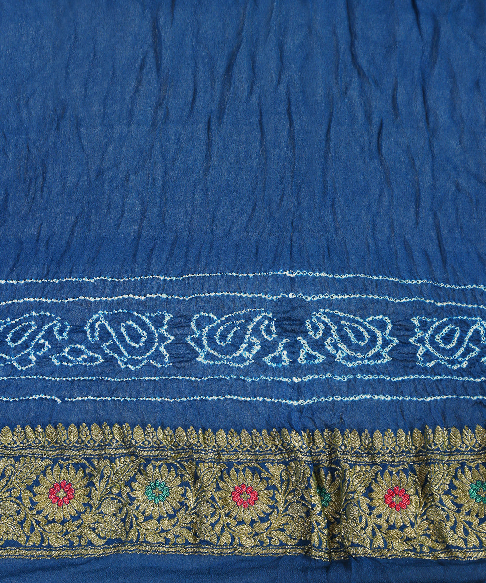 Handloom_Blue_Pure_Georgette_Bandhani_Saree_With_Zari_WeaverStory_04