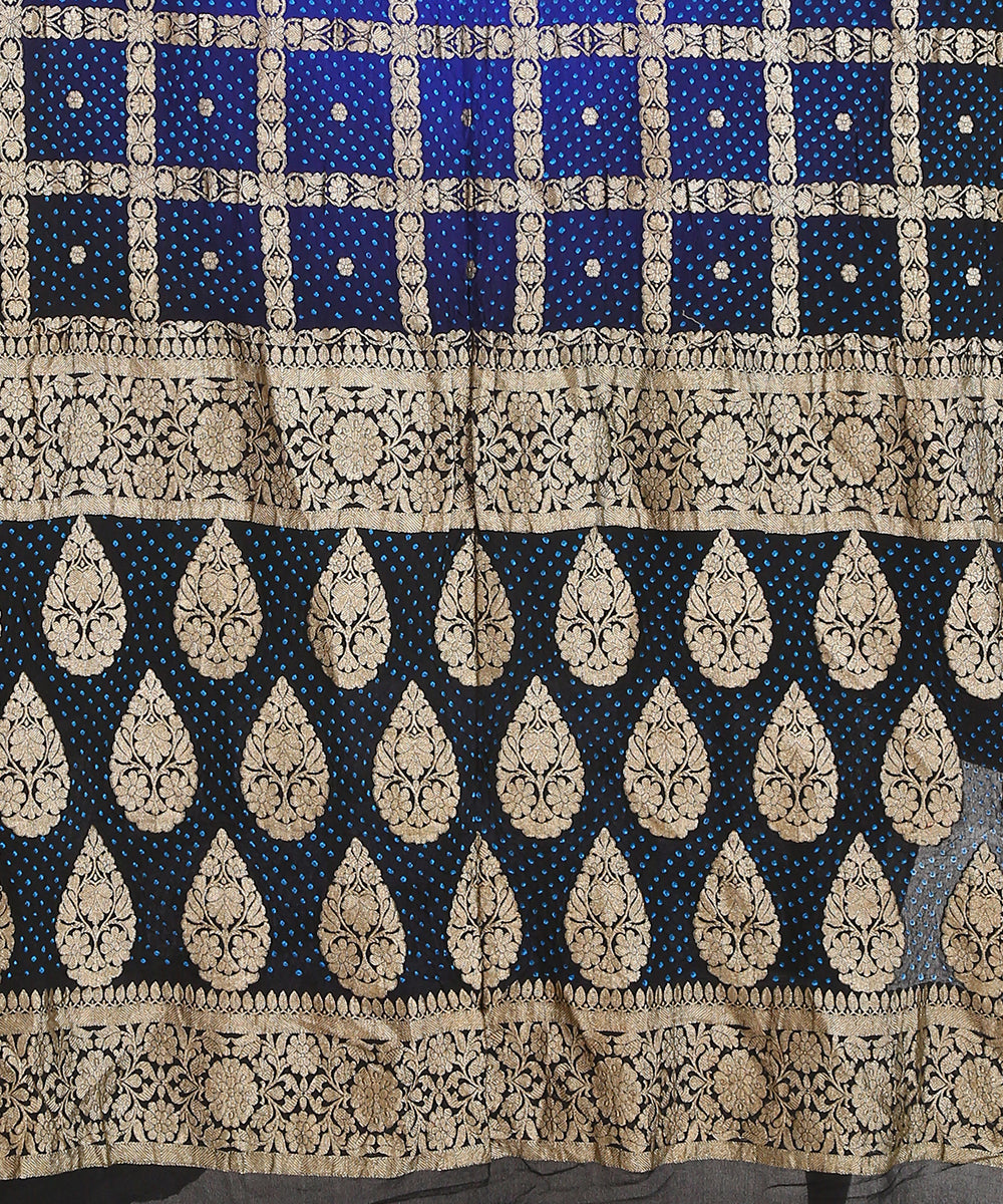 Handloom_Blue_Pure_Georgette_Banarasi_Bandhani_Saree_With_Zari_Checks_WeaverStory_02