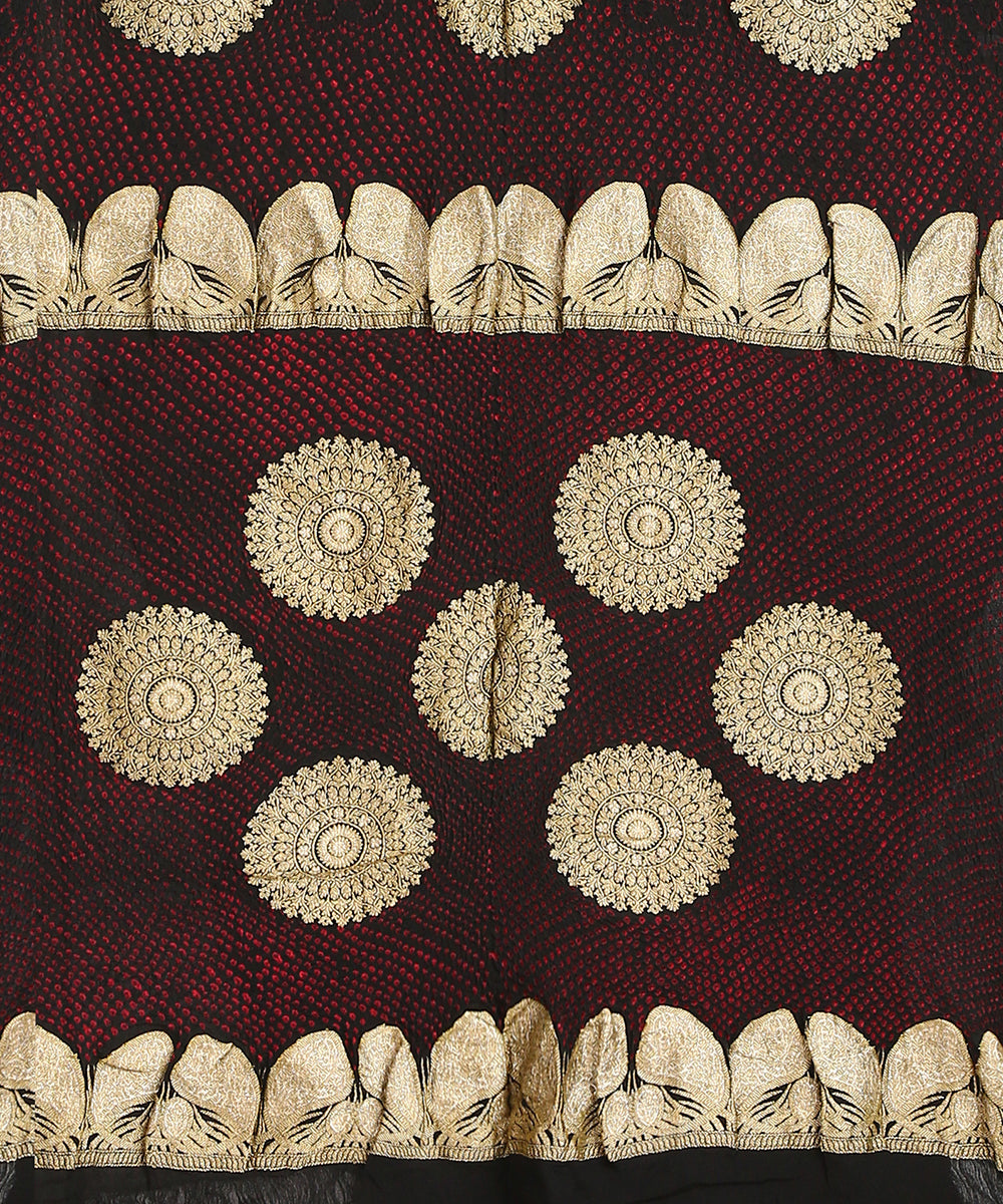 Coke_Brown_Handloom_Pure_Gajii_Silk_Bandhani_Saree_With_Zari_Border_And_Boota_WeaverStory_02