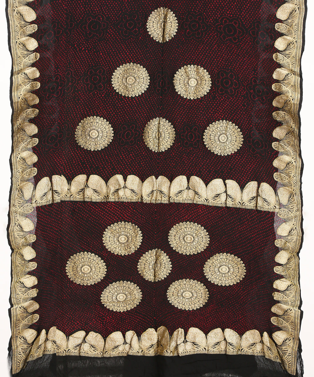 Coke_Brown_Handloom_Pure_Gajii_Silk_Bandhani_Saree_With_Zari_Border_And_Boota_WeaverStory_03