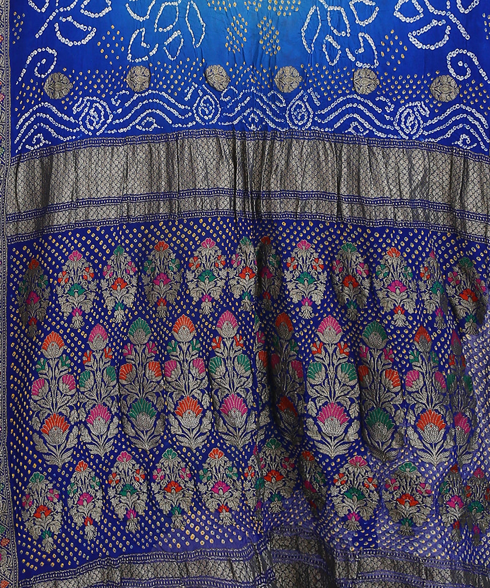 Handloom_Blue_And_Green_Pure_Georgette_Bandhani_Saree_With_Meenakari_WeaverStory_02