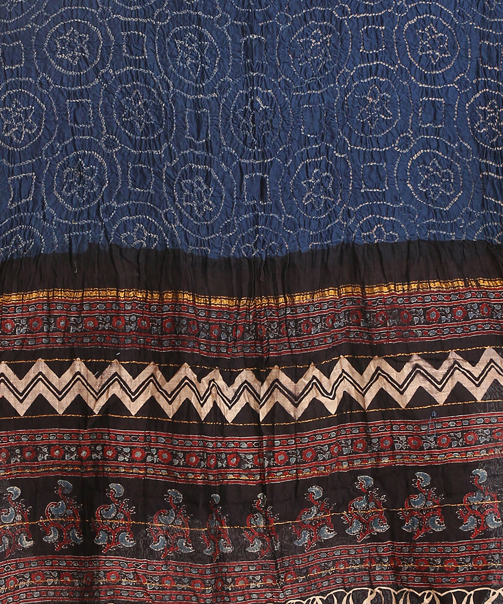 Blue_And_Black_Handloom_Maheshwari_Silk_Bandhani_Saree_With_Hand_Block_Ajrakh_Print_WeaverStory_03
