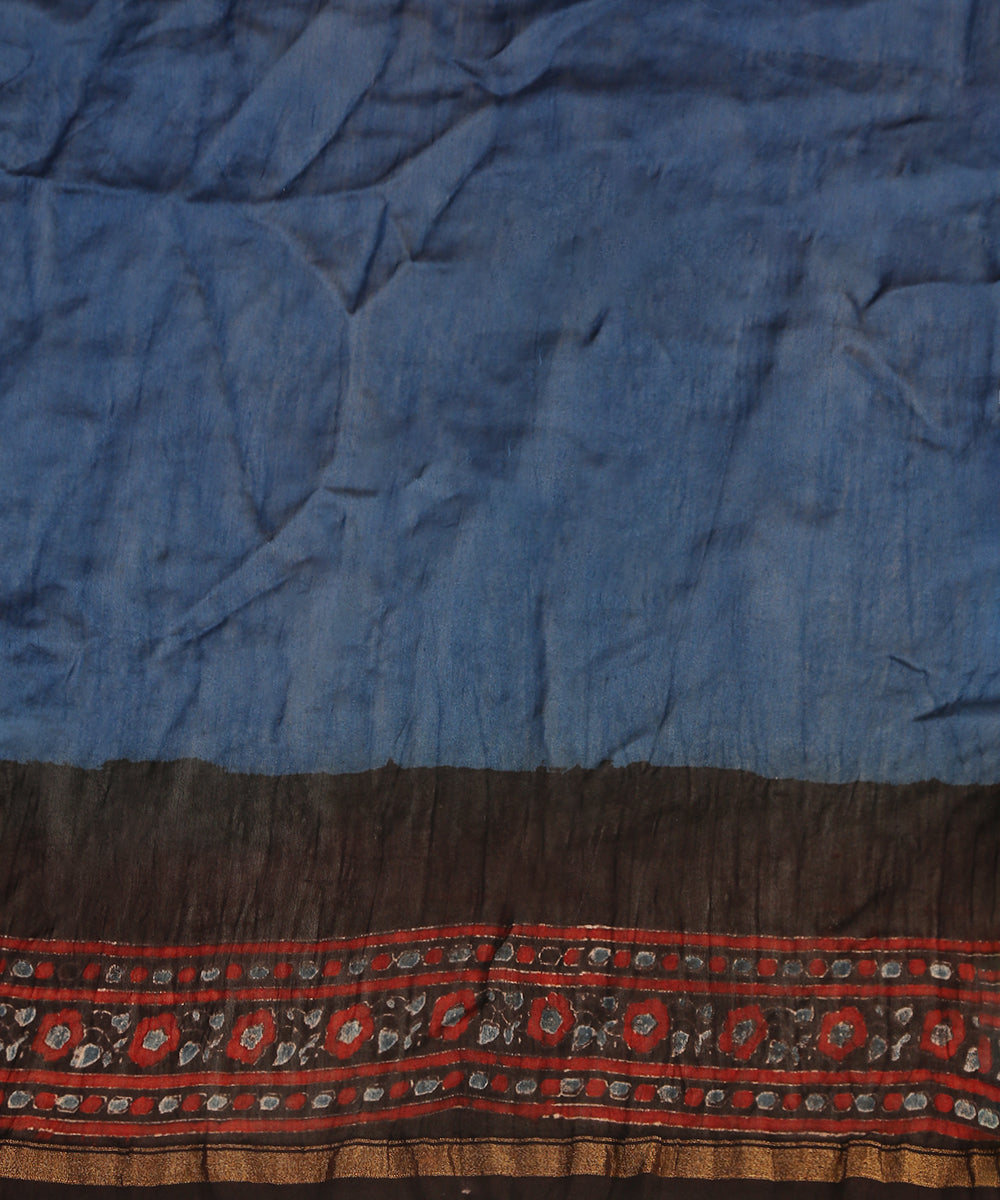 Blue_And_Black_Handloom_Maheshwari_Silk_Bandhani_Saree_With_Hand_Block_Ajrakh_Print_WeaverStory_04