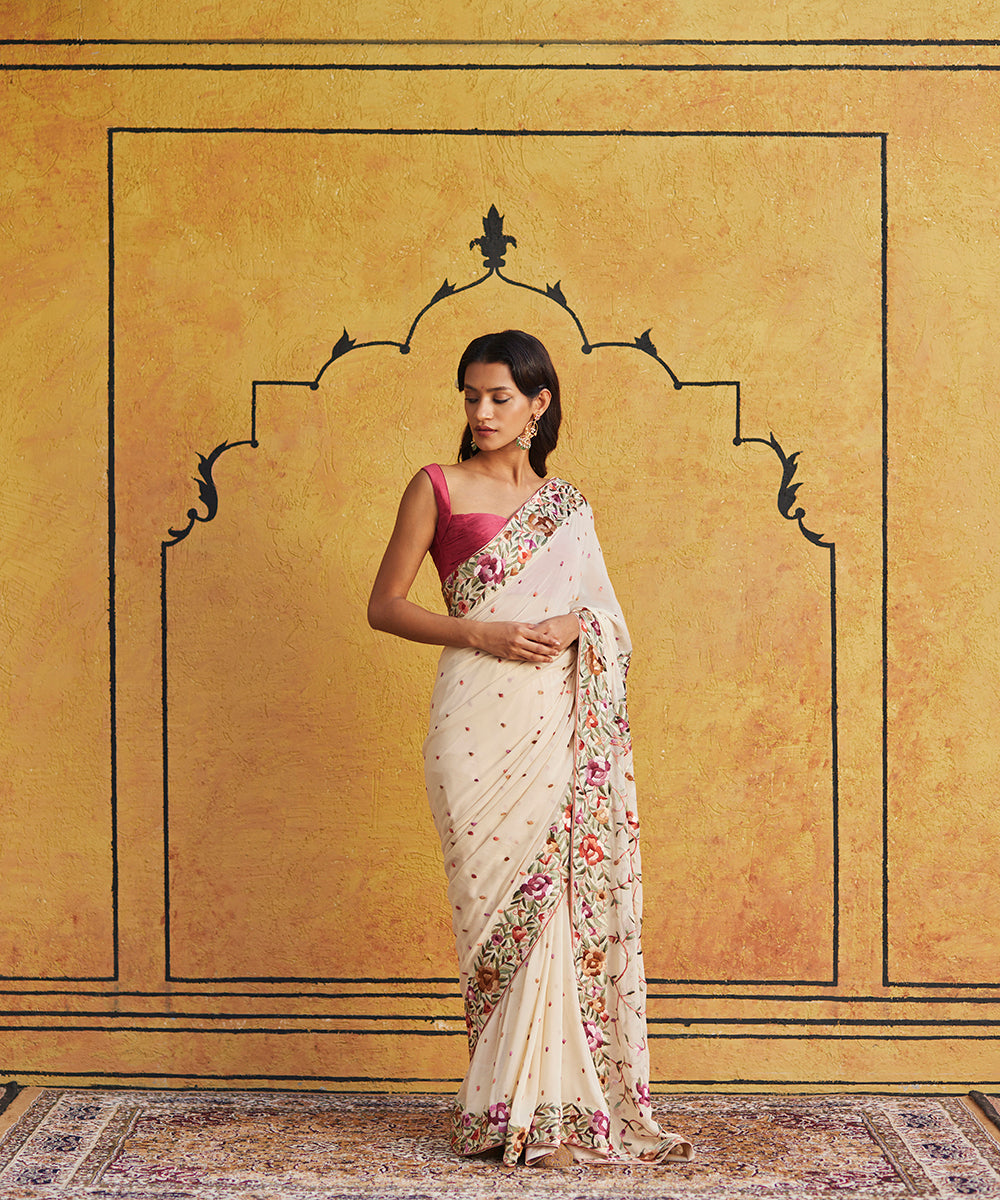 Beige_Hand_Embroidered_Georgette_Parsi_Gara_Saree_With_Flower_Motifs_WeaverStory_01