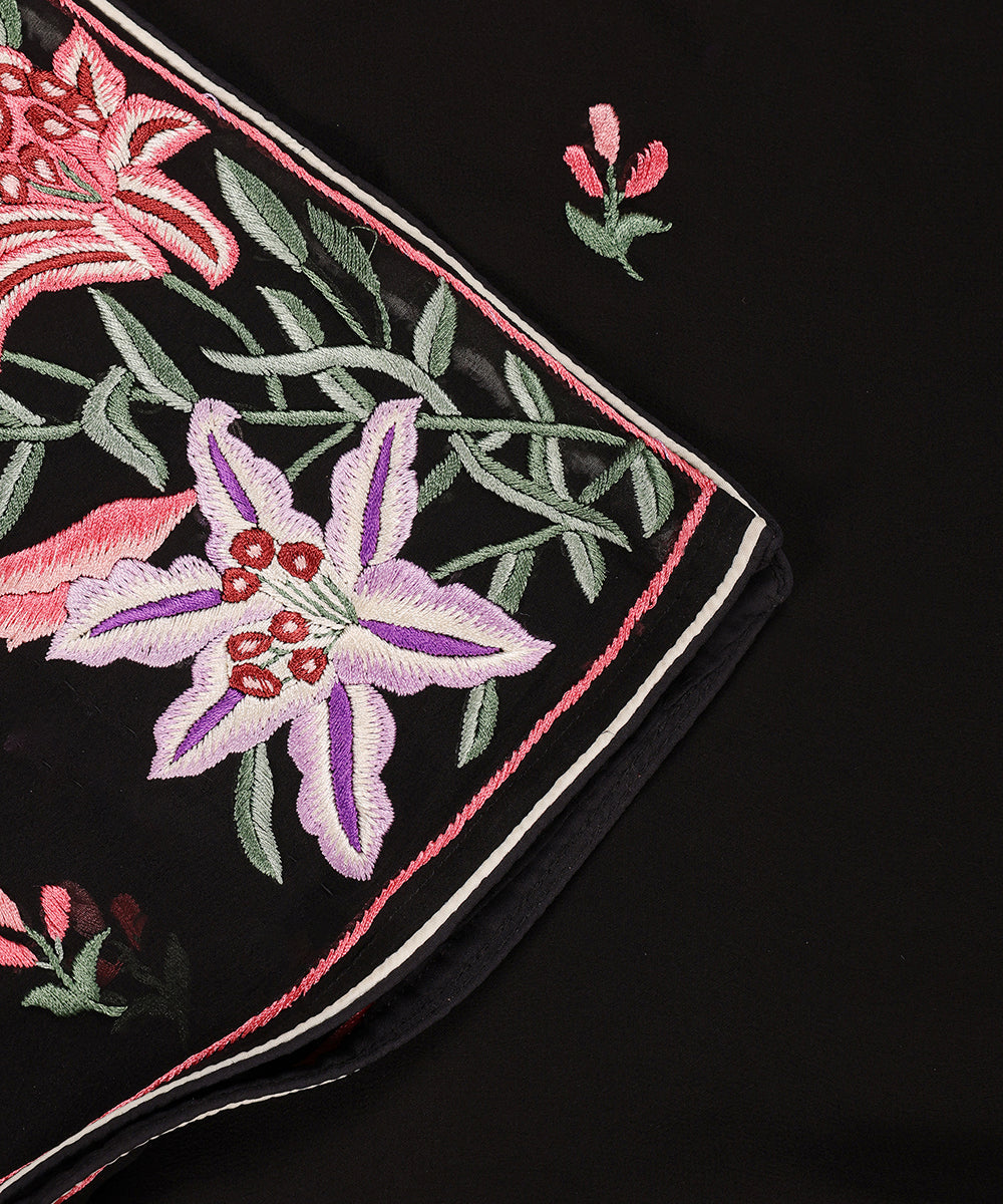 Black_Handloom_Georgette_Parsi_Gara_Dupatta_With_Embroidered_Floral_Lily_Border_WeaverStory_04