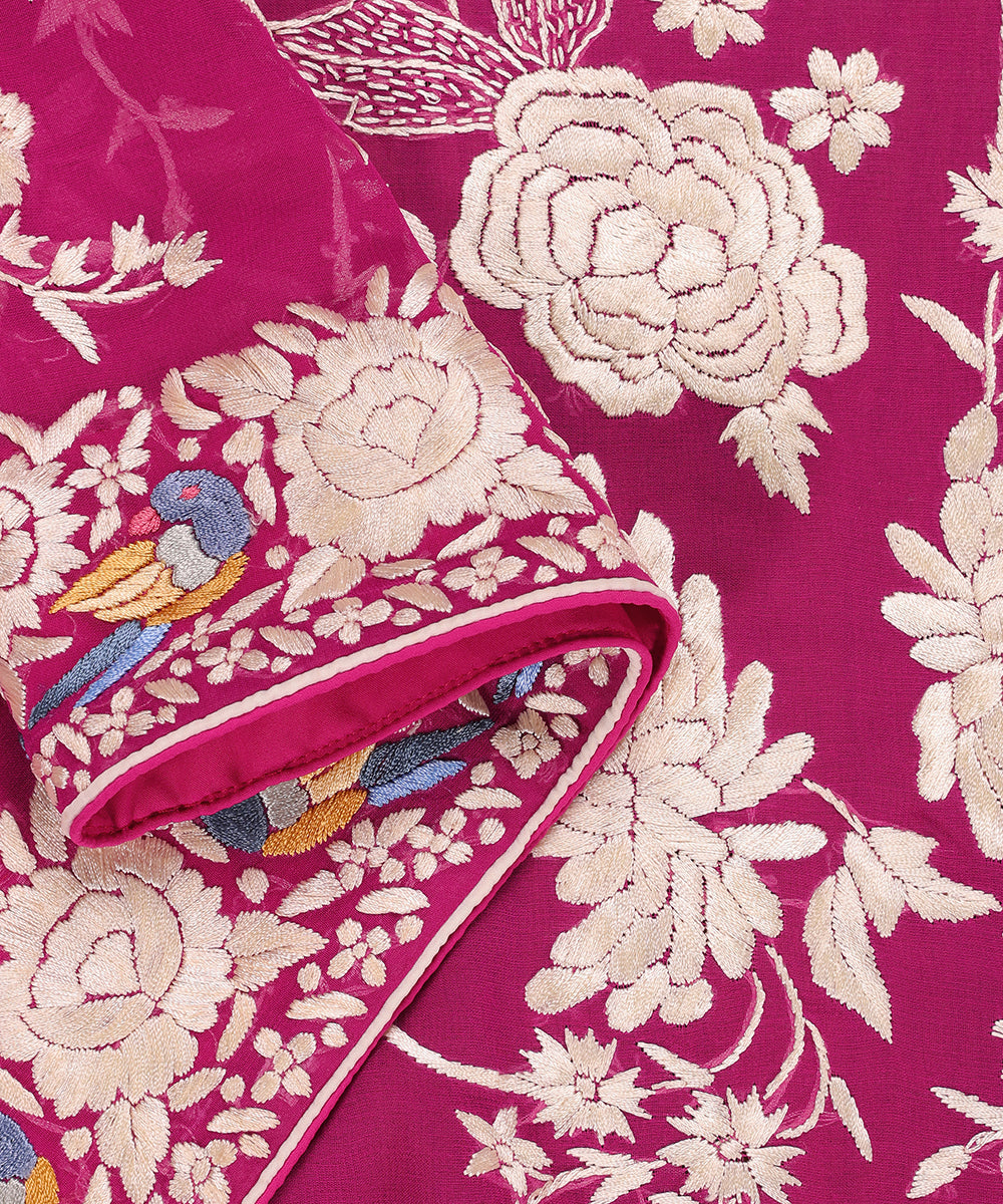 Wine_Handloom_Georgette_Parsi_Gara_Dupatta_With_Embroidered_Rose_Jaal_WeaverStory_04