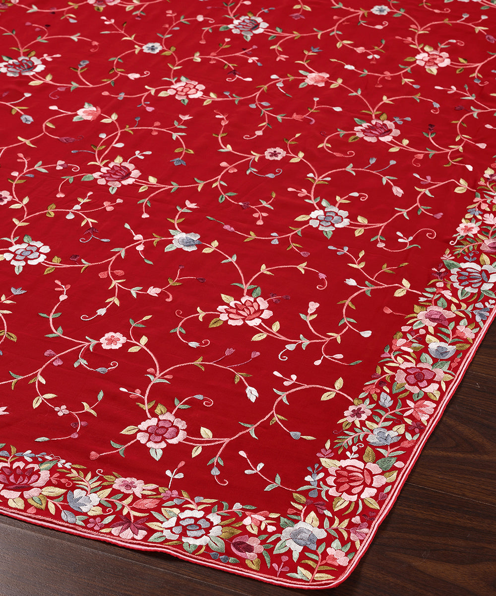 Red_Georgette_Parsi_Gara_Dupatta_With_All_Over_Jaal_And_Floral_Border_WeaverStory_03