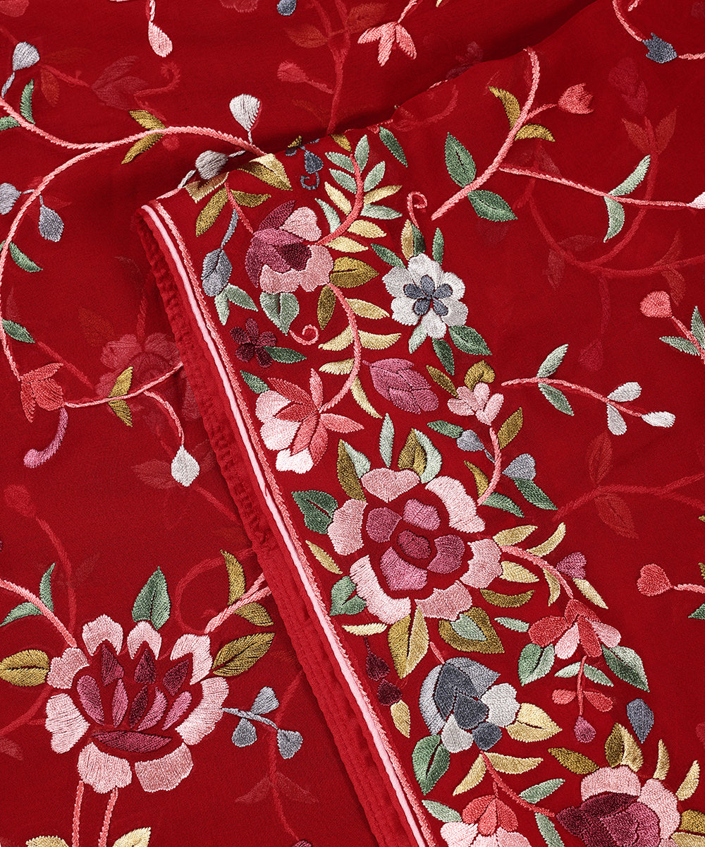 Red_Georgette_Parsi_Gara_Dupatta_With_All_Over_Jaal_And_Floral_Border_WeaverStory_04