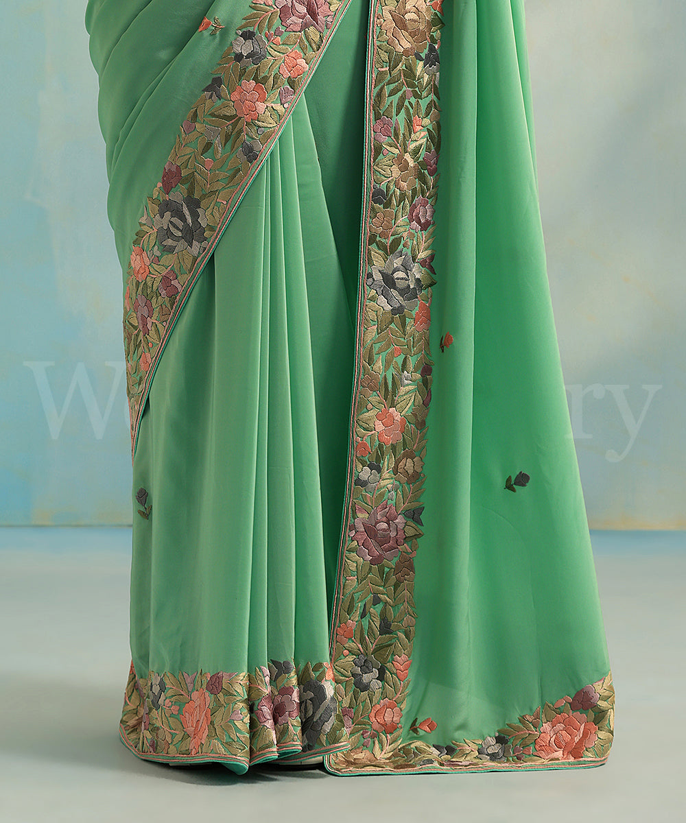 Sea_Green_Handloom_Georgette_Parsi_Gara_Saree_With_Pastel_Rose_Border_WeaverStory_04