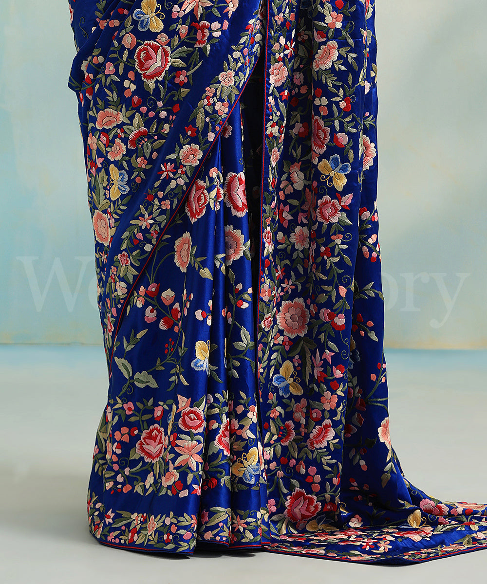 Blue_Handloom_Satin_Silk_Parsi_Gara_Saree_With_Multicolour_Floral_Jaal_WeaverStory_04