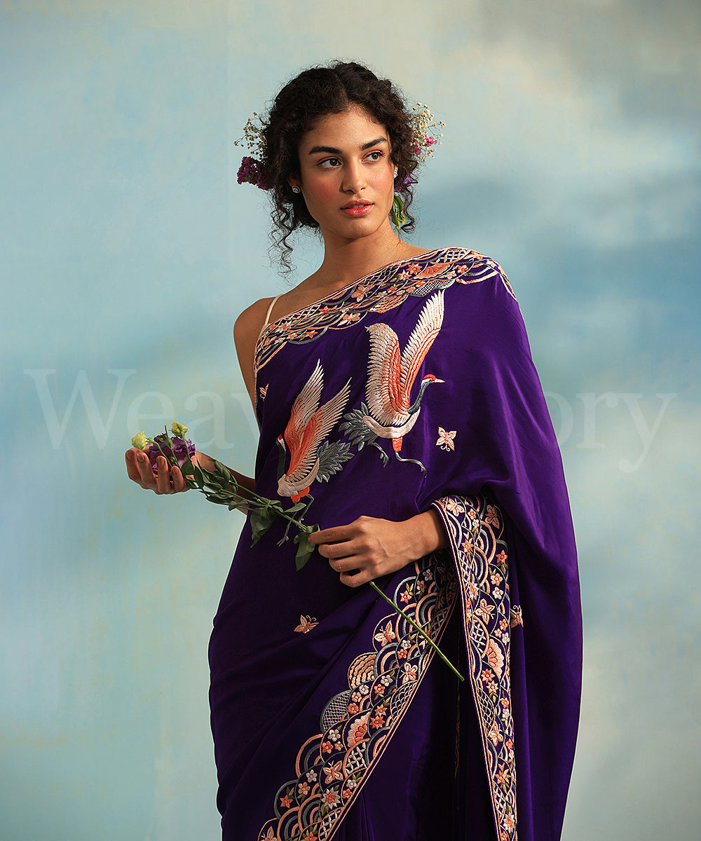 Blue_Handloom_Crepe_Parsi_Gara_Saree_With_Fan_Chini_Border_WeaverStory_01