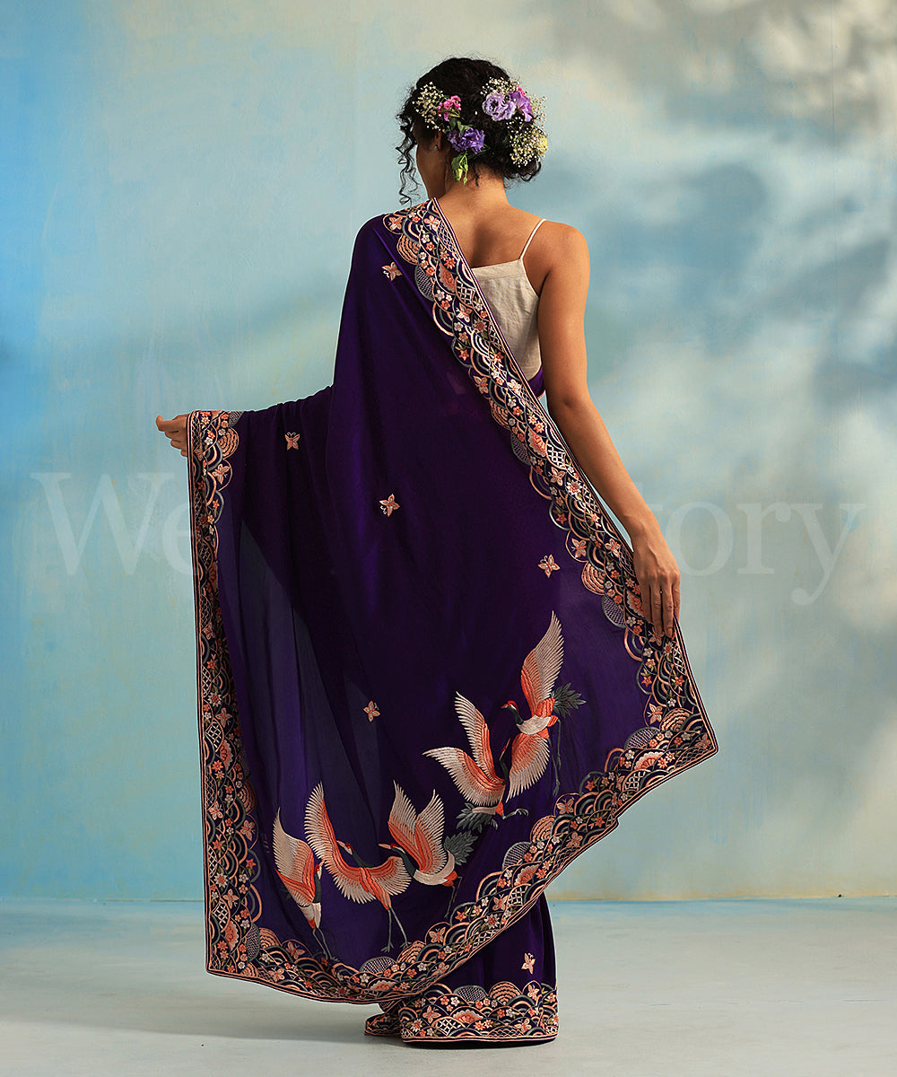 Blue_Handloom_Crepe_Parsi_Gara_Saree_With_Fan_Chini_Border_WeaverStory_03