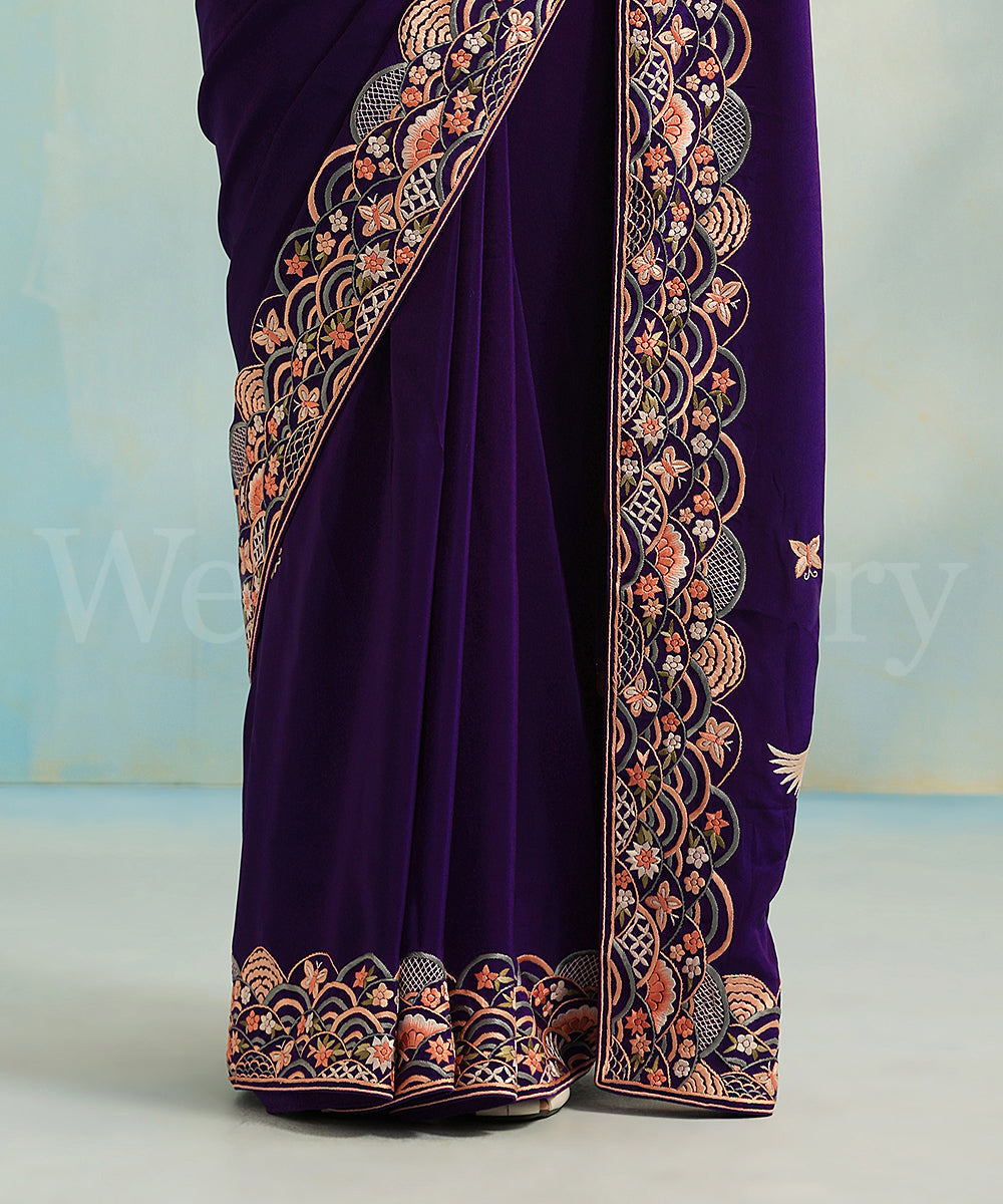 Blue_Handloom_Crepe_Parsi_Gara_Saree_With_Fan_Chini_Border_WeaverStory_04