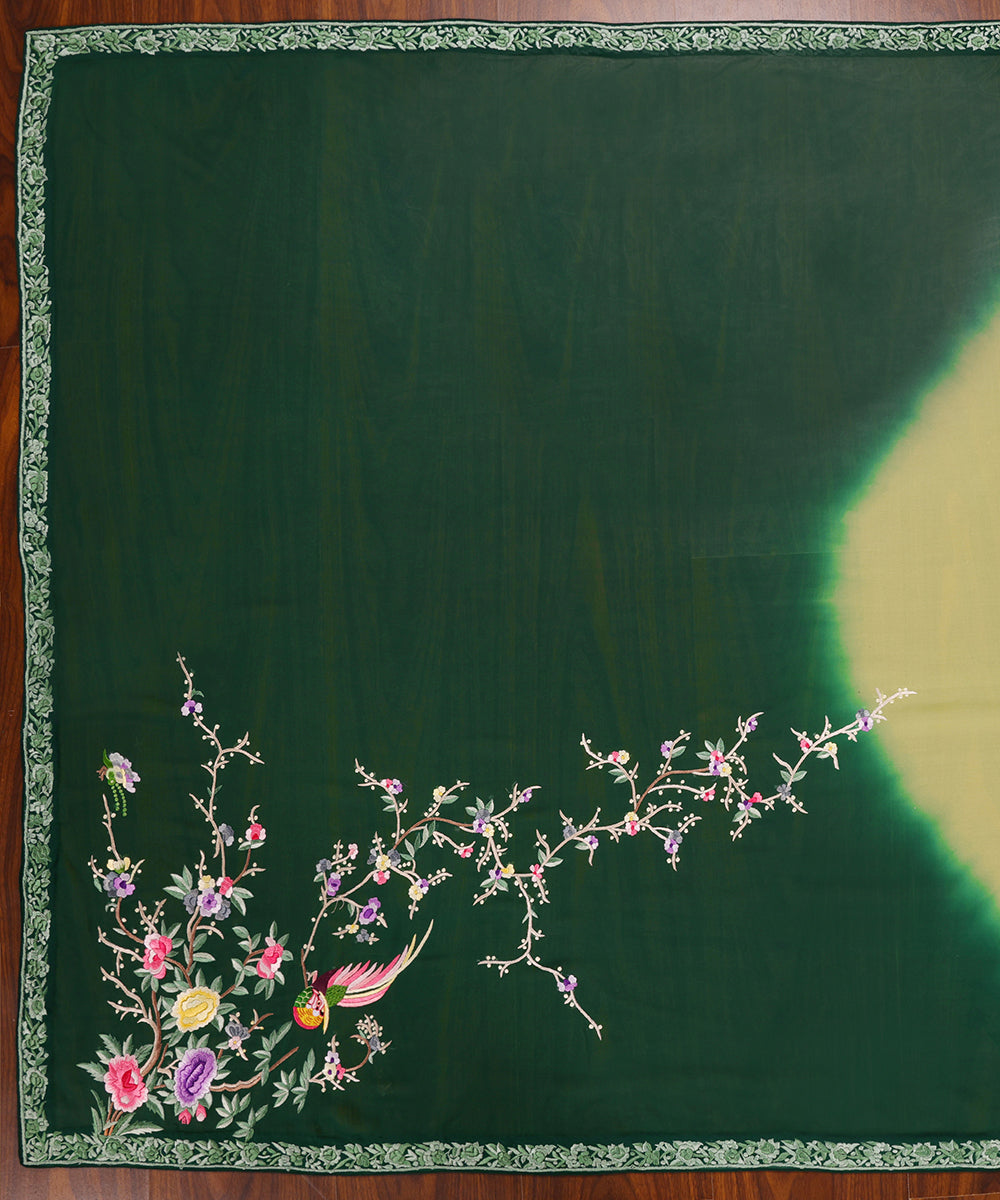 Green_Handloom_Georgette_Parsi_Gara_Dupatta_With_Embroidered_Leaf,_Flower_And_Bird_Motifs_WeaverStory_02