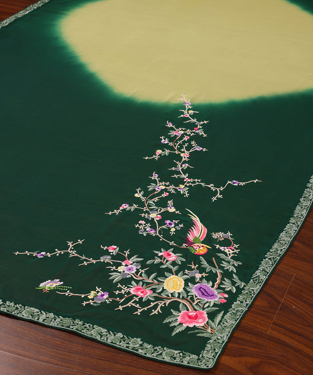 Green_Handloom_Georgette_Parsi_Gara_Dupatta_With_Embroidered_Leaf,_Flower_And_Bird_Motifs_WeaverStory_03