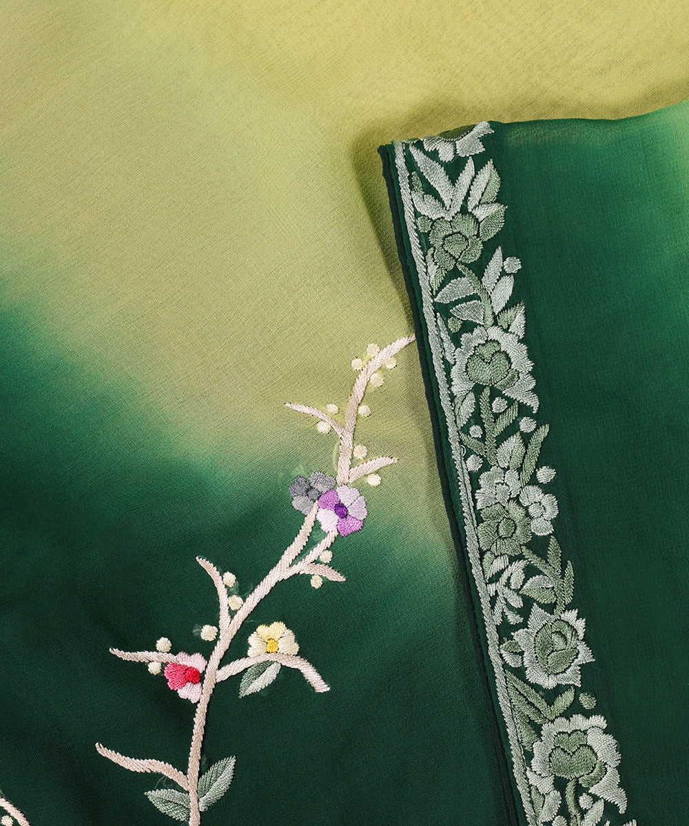 Green_Handloom_Georgette_Parsi_Gara_Dupatta_With_Embroidered_Leaf,_Flower_And_Bird_Motifs_WeaverStory_04