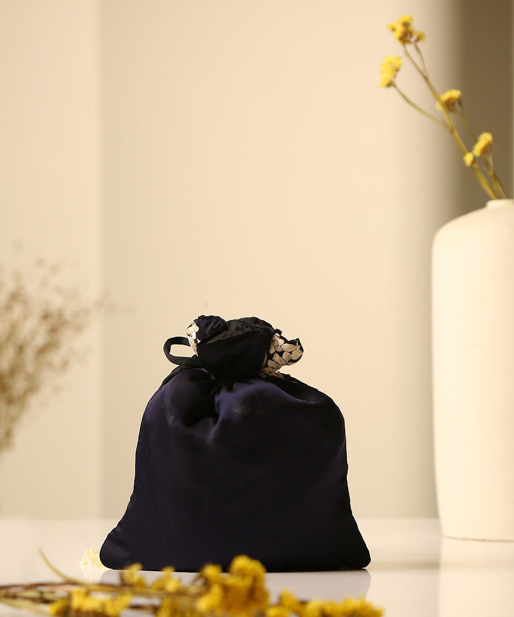 Black_Crepe_Single_Side_Embroidered_Parsi_Gara_Potli_With_Multicolored_Peacock_Pattern_WeaverStory_02