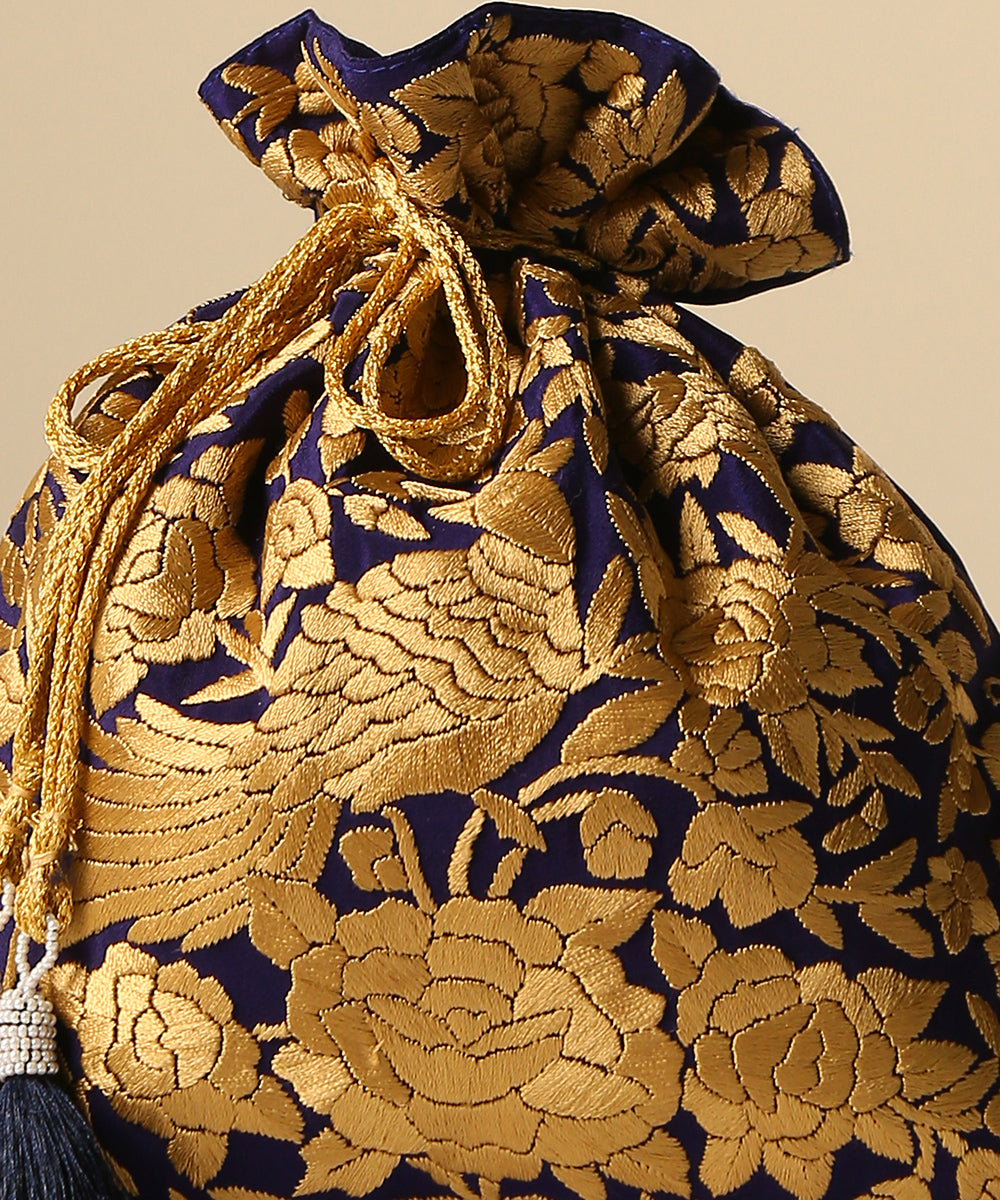 Black_Crepe_Single_Side_Embroidered_Parsi_Gara_Potli_With_Peacock_Pattern_WeaverStory_03