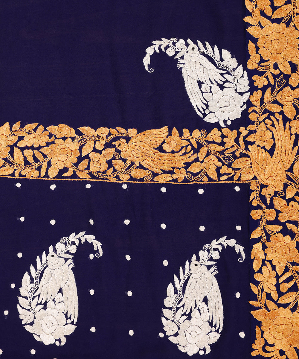 Blue_Handloom_Georgette_Parsi_Gara_Dupatta_With_Embroidered_Paisley,_Flower_And_Bird_Motifs_WeaverStory_04