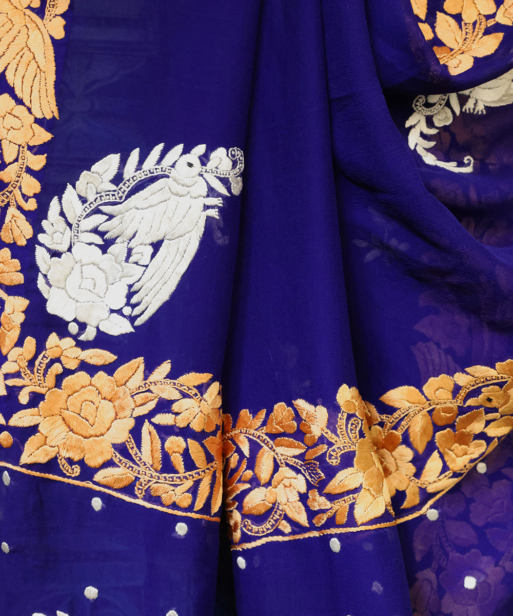 Blue_Handloom_Georgette_Parsi_Gara_Dupatta_With_Embroidered_Paisley,_Flower_And_Bird_Motifs_WeaverStory_05