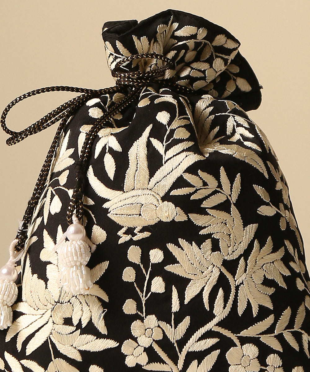 Black_Crepe_Single_Side_Embroidered_Parsi_Gara_Potli_With_Birds_Pattern_WeaverStory_03