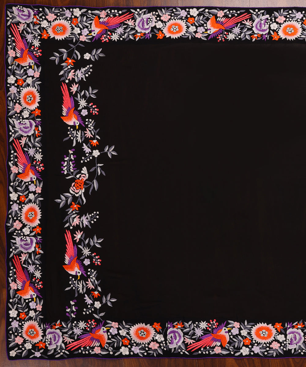 Black_Georgette_Parsi_Gara_Dupatta_With_Multicoloured_Floral_Border_WeaverStory_02