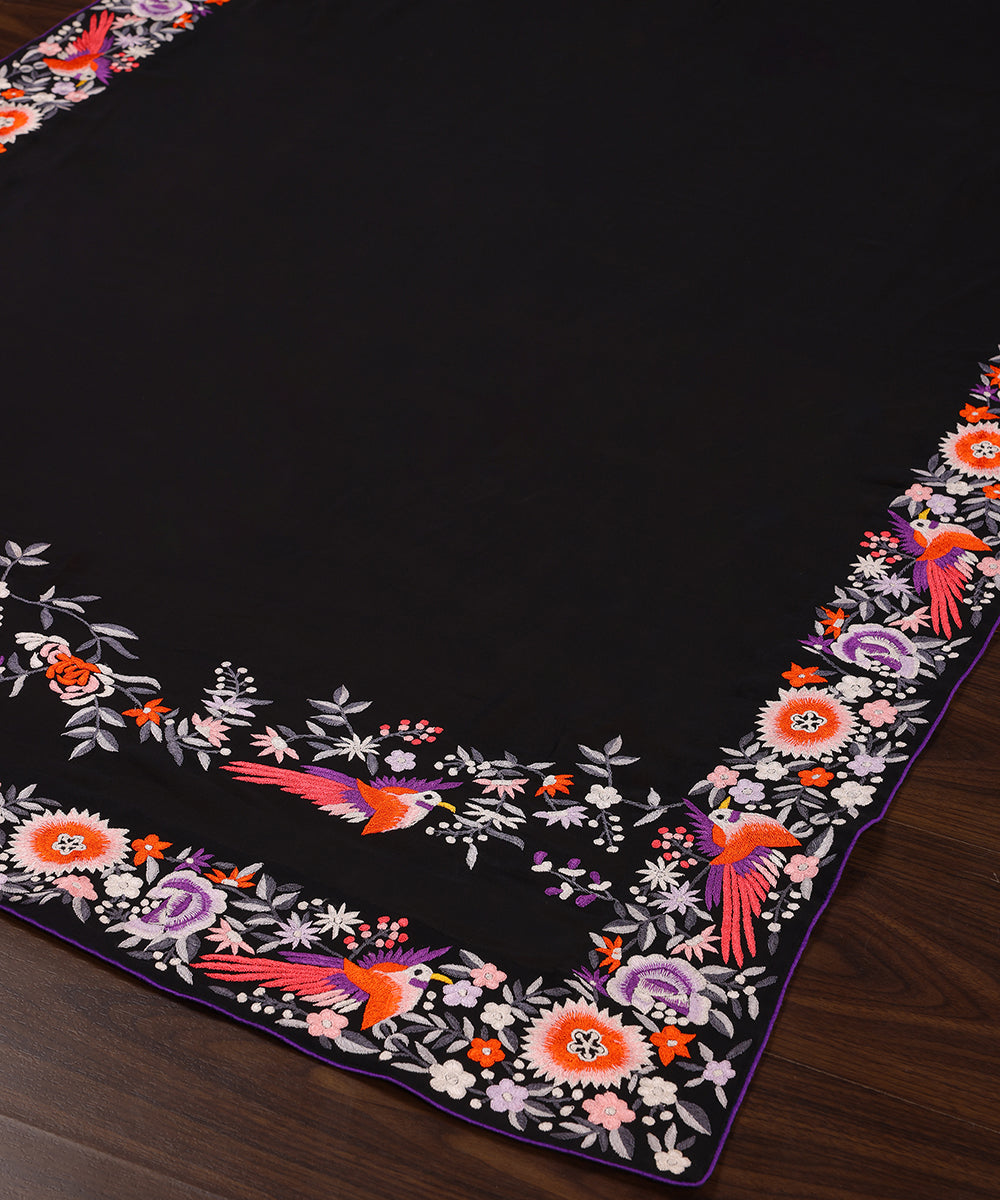 Black_Georgette_Parsi_Gara_Dupatta_With_Multicoloured_Floral_Border_WeaverStory_03