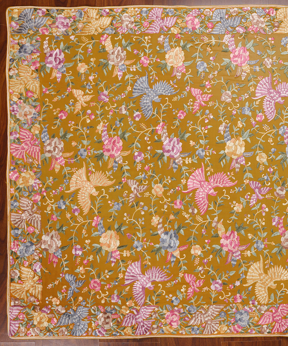 Mustard_Handloom_Georgette_Parsi_Gara_Dupatta_With_Embroidered_Rose_And_Bird_Motifs_WeaverStory_02