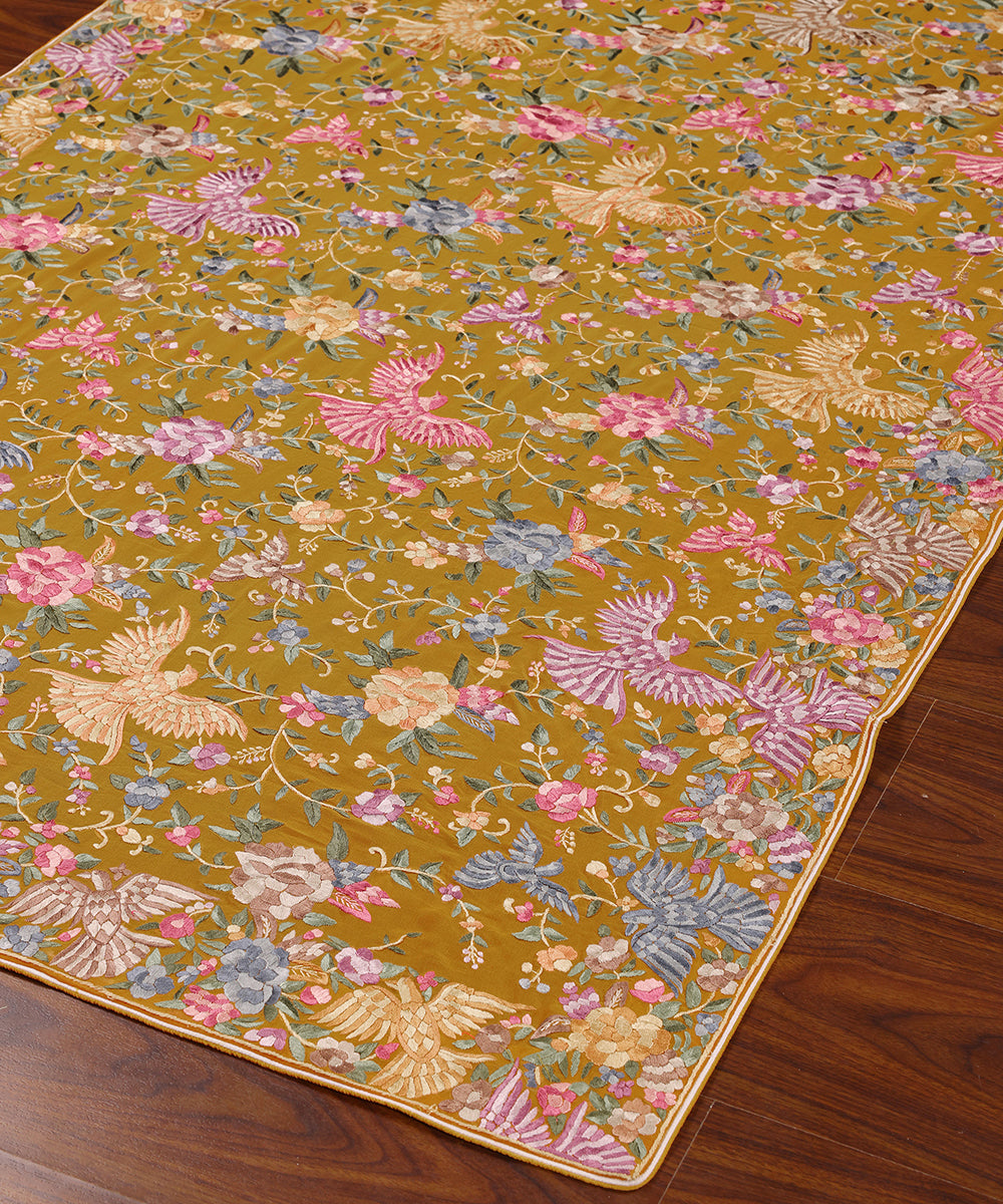 Mustard_Handloom_Georgette_Parsi_Gara_Dupatta_With_Embroidered_Rose_And_Bird_Motifs_WeaverStory_03