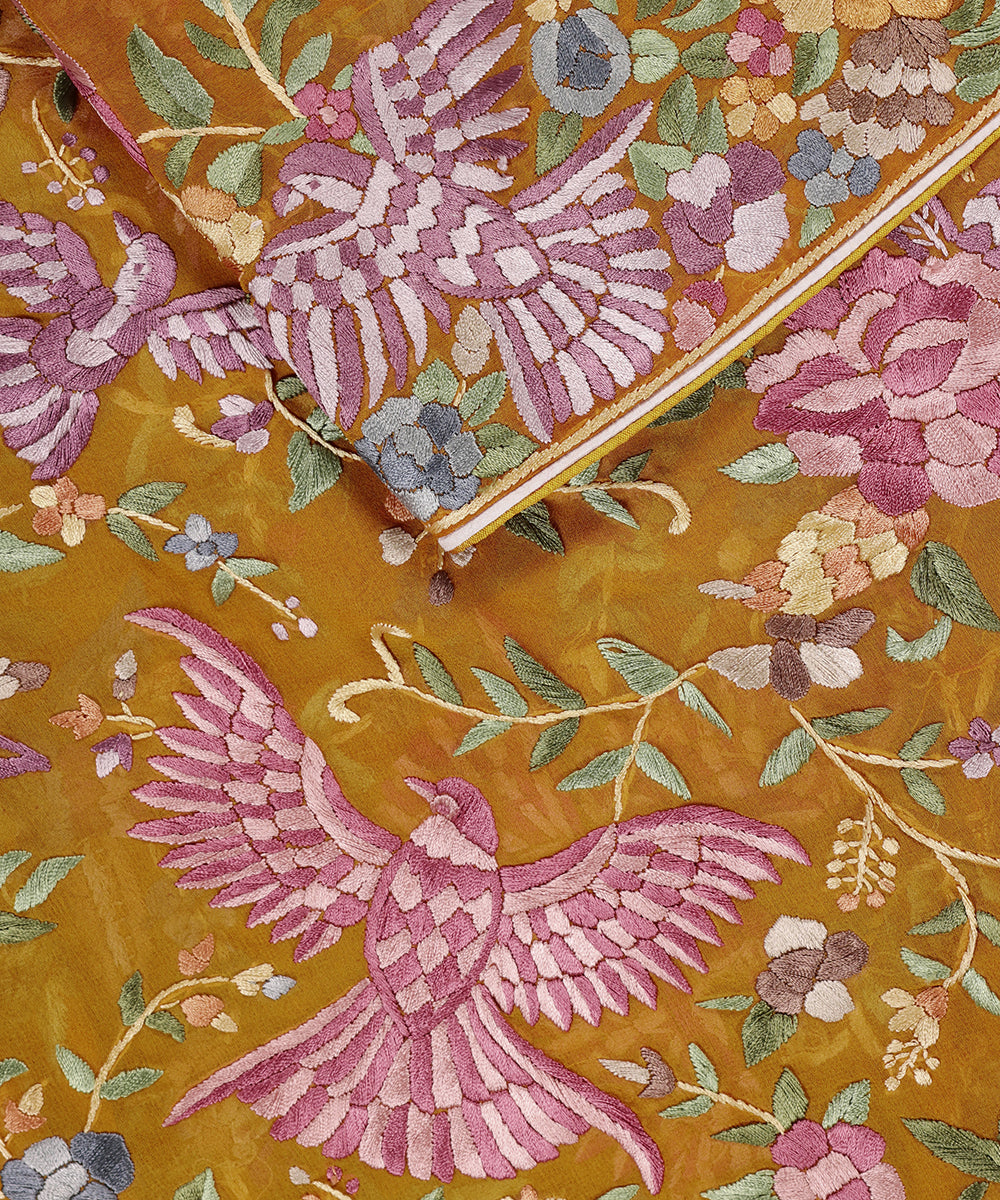 Mustard_Handloom_Georgette_Parsi_Gara_Dupatta_With_Embroidered_Rose_And_Bird_Motifs_WeaverStory_04