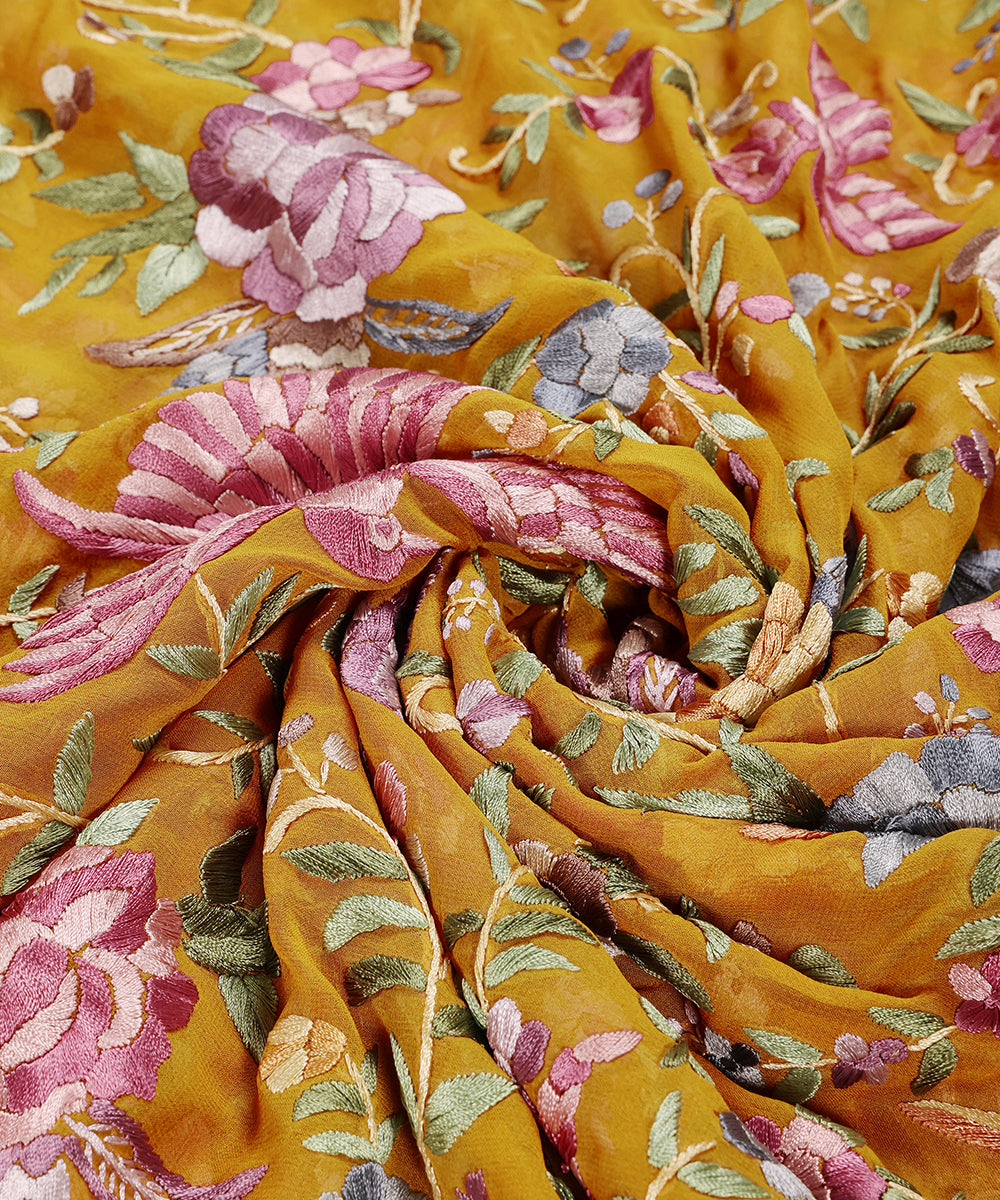 Mustard_Handloom_Georgette_Parsi_Gara_Dupatta_With_Embroidered_Rose_And_Bird_Motifs_WeaverStory_06