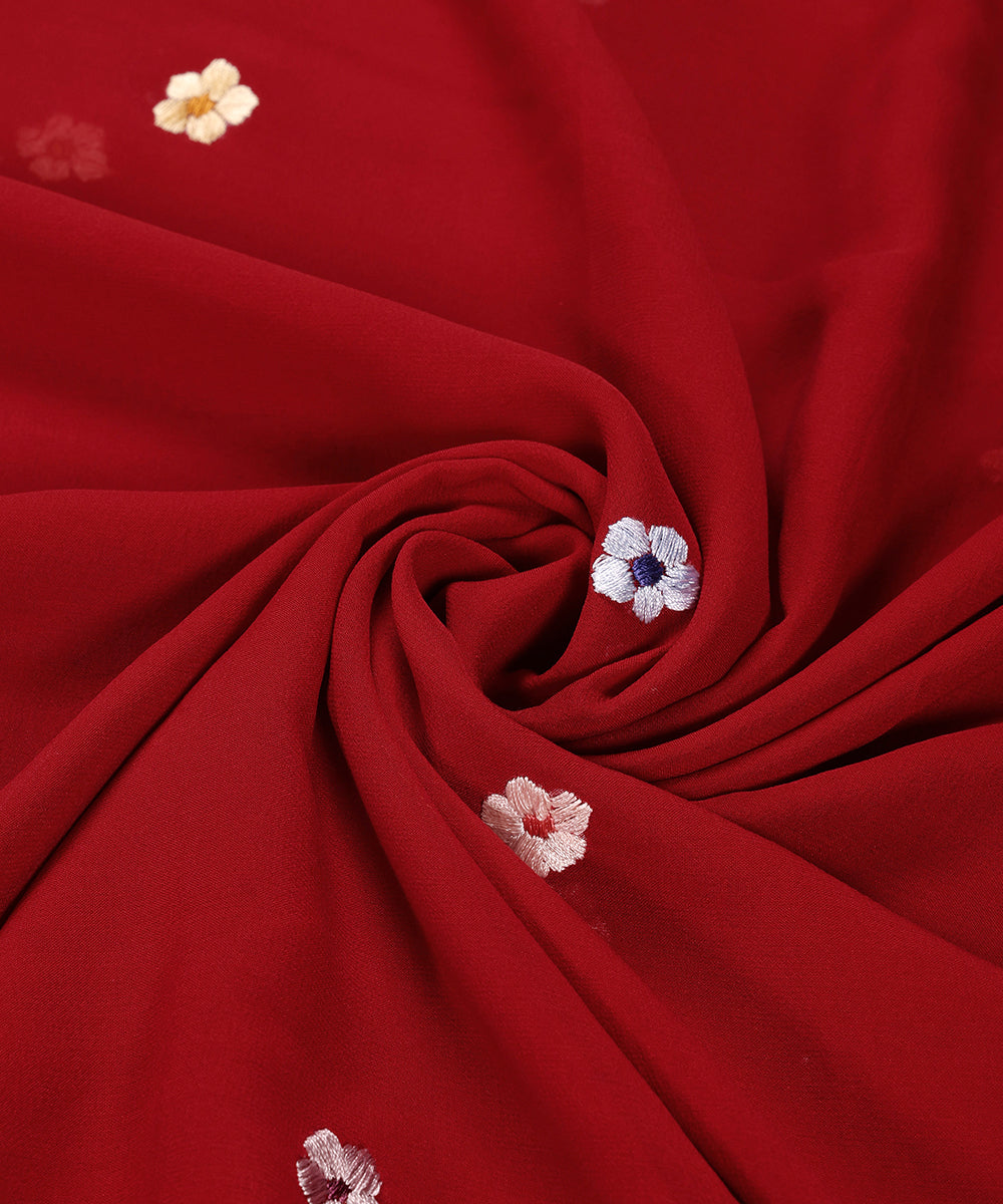 Maroon_Hand_Embroidered_Georgette_Parsi_Gara_Dupatta_With_Floral_Motifs_WeaverStory_06