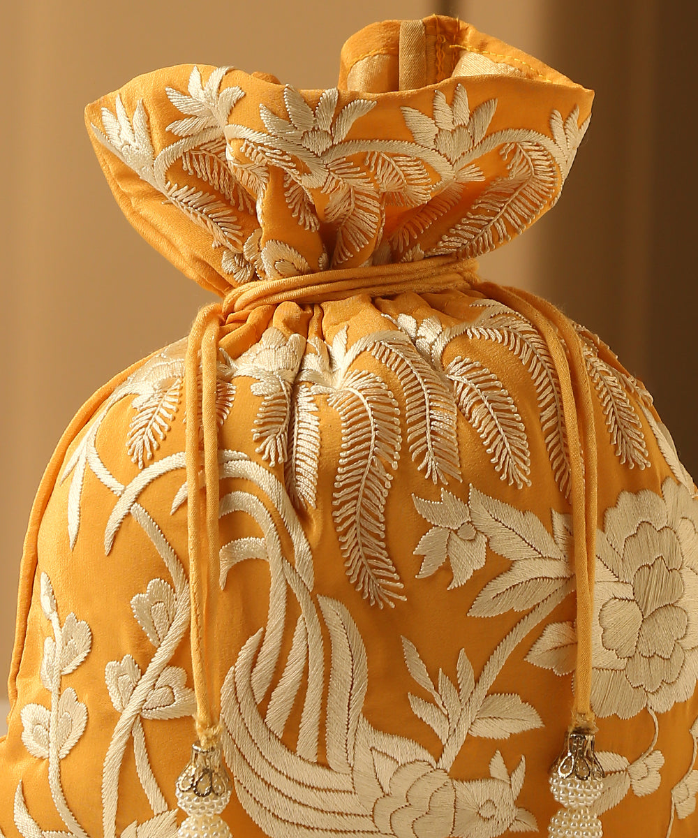 Crepe_Mustard_Single_Side_Hand_Embroidered_Parsi_Gara_Potli_With_Birds_Motifs_WeaverStory_03