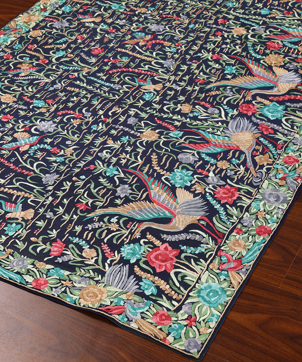 Blue_Handloom_Georgette_Parsi_Gara_Dupatta_With_All_Over_Embroidered_Floral_Jaal_And_Bird_Motifs_WeaverStory_03