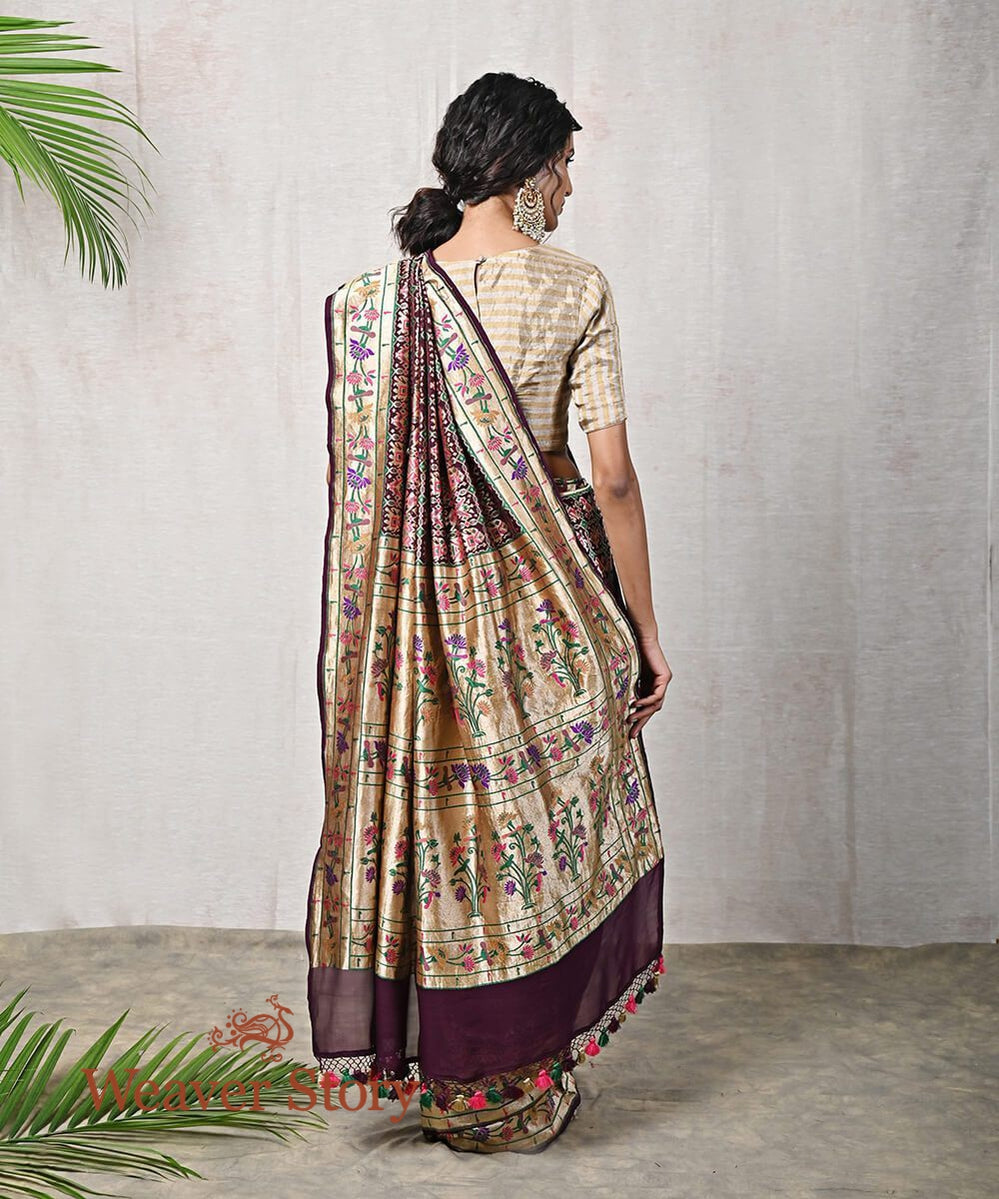 Wine_Handloom_Banarasi_Georgette_Patola_Saree_WeaverStory_03